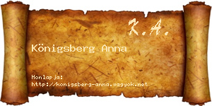 Königsberg Anna névjegykártya